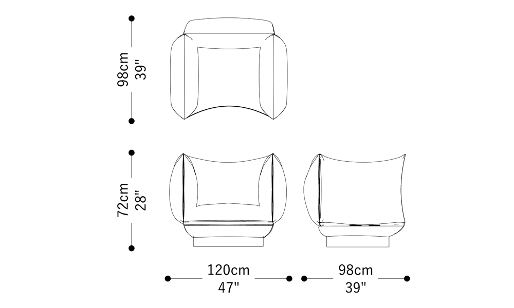 Image of the main dimensions of the product